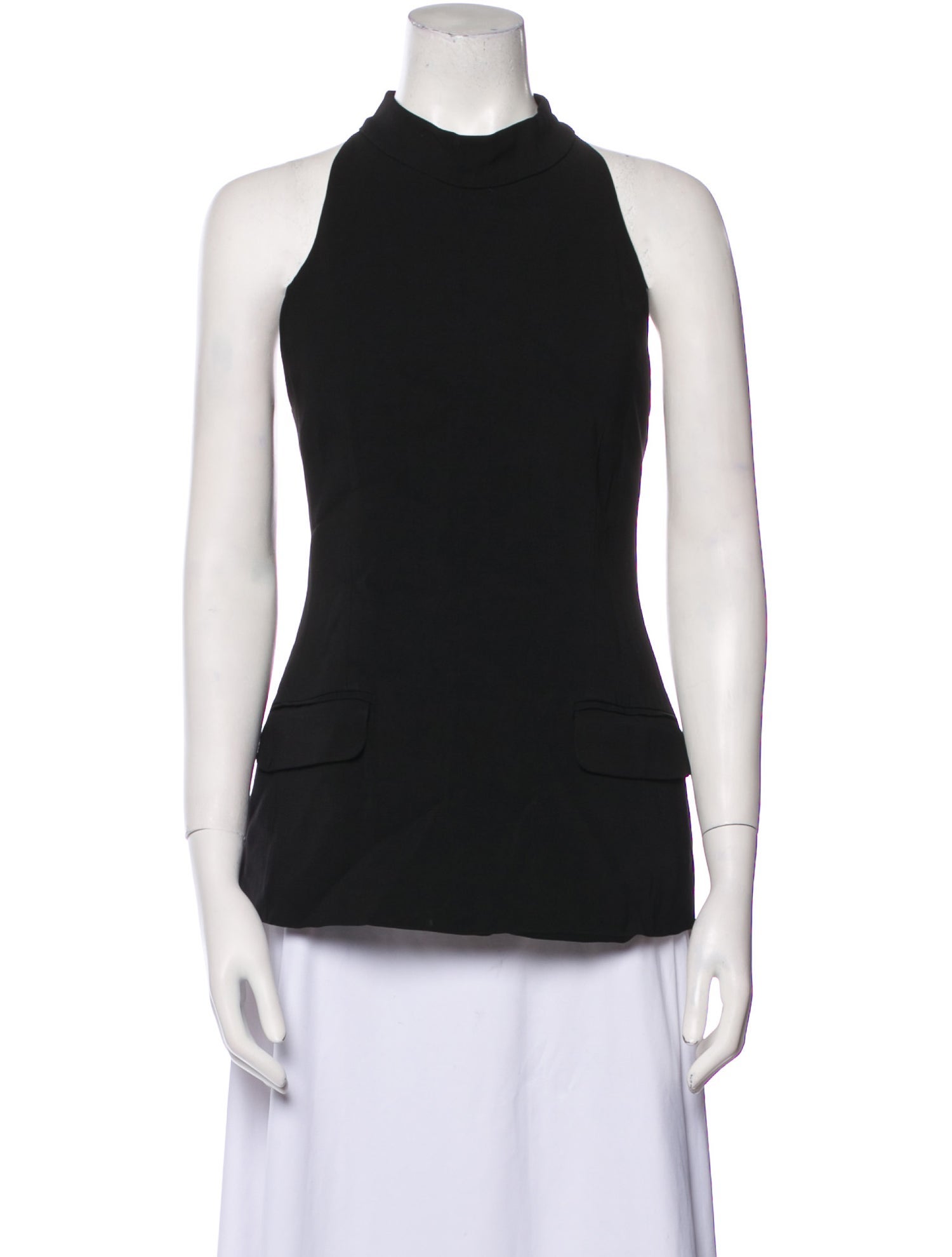 Solid & Striped Mock Neck Sleeveless Top